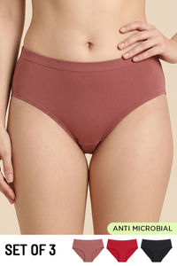 Zivame Full Coverage Medium Rise Hipster Panty (Pack of 3) - Multicolor — thumbnail 1